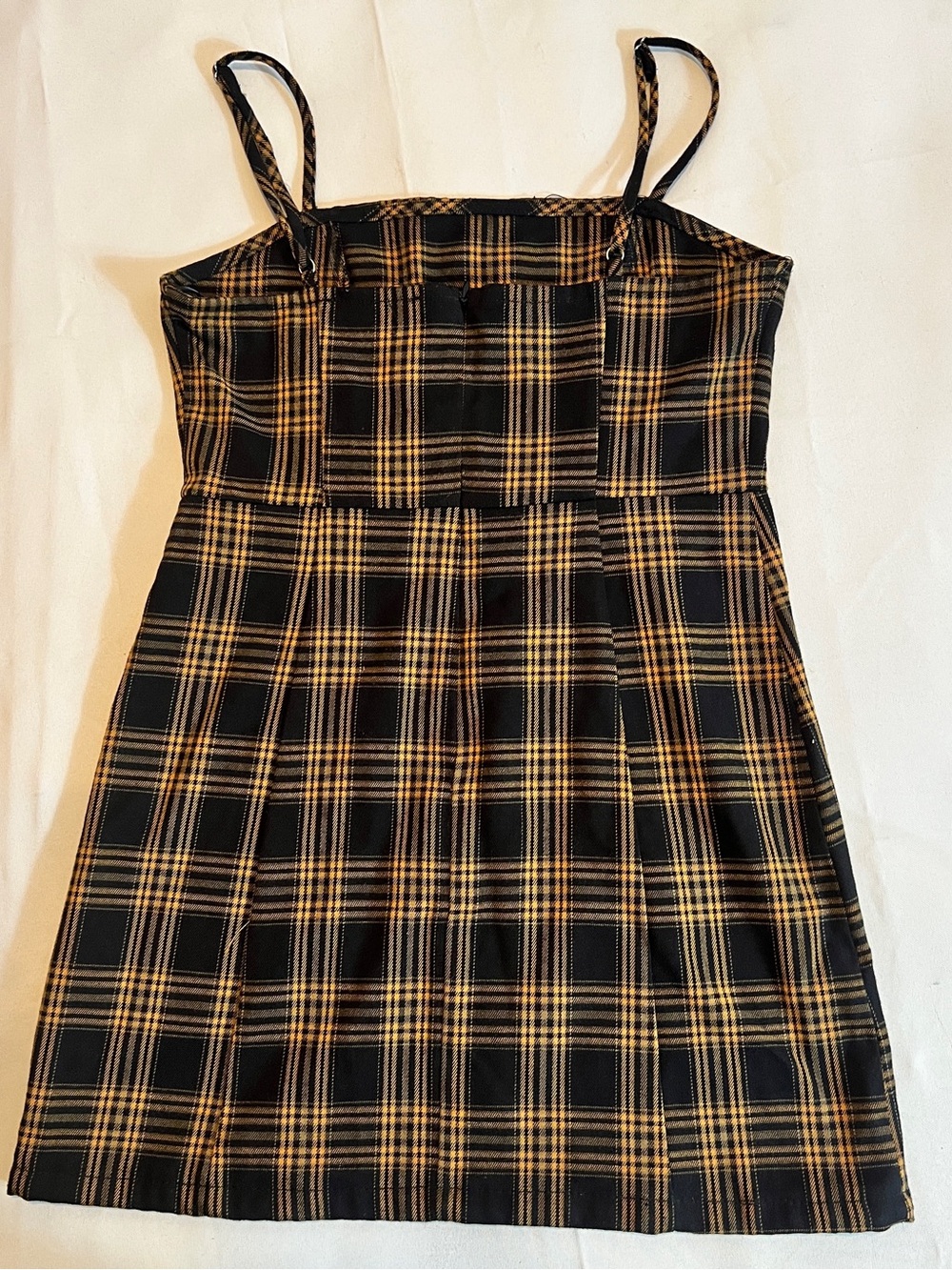 Forever 21 Black and Tan Plaid Spaghetti-Strap Mini Dress SIZE X-small